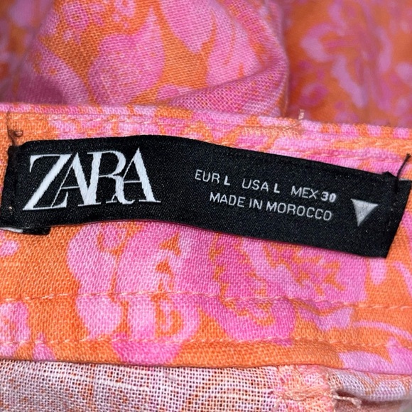 Zara Pink and Orange Floral Pants size large wide leg women’s - Picture 6 of 6